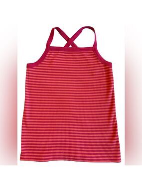 Old Navy Slim Fit Pink and Orange Striped Tank Top XL